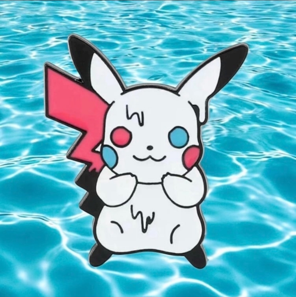 Pokemon Melted Pikachu Enamel Pin - White, Pink & Blue